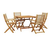 vidaXL Garden Dining Set 5 Piece Chairs Beige Polypropylene and Solid Wood
