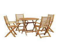 vidaXL Garden Dining Set 5 Piece Chairs Beige Polypropylene and Solid Wood