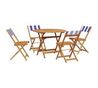 vidaXL Garden Dining Set 5 Piece Chairs Blue and White Fabric and Solid Wood