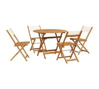 vidaXL Garden Dining Set 5 Piece Chairs Cream White Fabric and Solid Wood