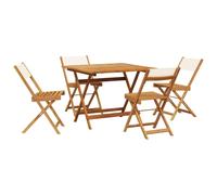 vidaXL Garden Dining Set 5 Piece Chairs Cream White Fabric and Solid Wood