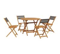 vidaXL Garden Dining Set 5 Piece Chairs Grey Polypropylene and Solid Wood