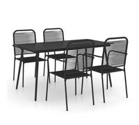 vidaXL Garden Dining Set 5 Piece Cotton Rope and Steel Black Dinner Furniture