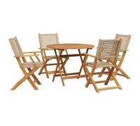 vidaXL Garden Dining Set 5 Piece Dining Chair Beige Poly Rattan and Solid Wood