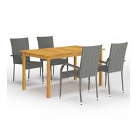 vidaXL Garden Dining Set 5 Piece Grey Patio Outdoor Dinner Table and Chairs