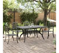 vidaXL Garden Dining Set 5 Piece Outdoor Table and Chair Black Cast Aluminium