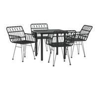 vidaXL Garden Dining Set 5 Piece Patio Furniture Outdoor Seating Table and Chair Dining Set Dinner Table Dinner Chair Black Poly Rattan