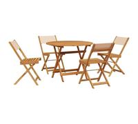 vidaXL Garden Dining Set 5 Piece Table & Chair Beige Fabric and Solid Wood