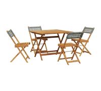 vidaXL Garden Dining Set 5 Piece Table & Chair Grey Poly Rattan and Solid Wood