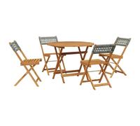 vidaXL 5 Piece Garden Dining Set Grey Poly Rattan and Solid Wood