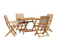 vidaXL Garden Dining Set 5 Piece Table & Chair Taupe Fabric and Solid Wood