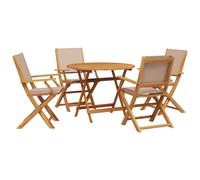 vidaXL Garden Dining Set 5 Piece Table & Chair Taupe Fabric and Solid Wood