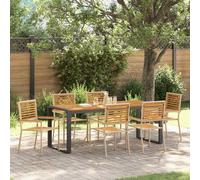 vidaXL Garden Dining Set 7 pcs Beige and Brown Poly Rattan