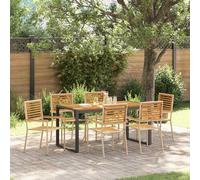 vidaXL Garden Dining Set 7 pcs Beige and Brown Poly Rattan