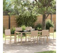 vidaXL Garden Dining Set 7 pcs Beige Poly Rattan
