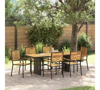 vidaXL Garden Dining Set 7 pcs Black and Brown Poly Rattan