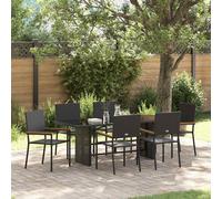 vidaXL Garden Dining Set 7 pcs Black Poly Rattan