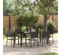 vidaXL Garden Dining Set 7 pcs Black Poly Rattan