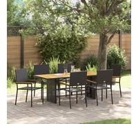 vidaXL Garden Dining Set 7 pcs Black Poly Rattan