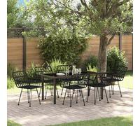vidaXL Garden Dining Set 7 pcs Black Poly rattan
