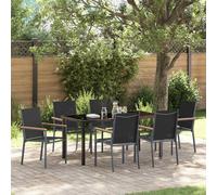 vidaXL Garden Dining Set 7 pcs Black Powder-coated Steel, Black