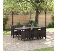 vidaXL Garden Dining Set 7 pcs Brown Polt rattan