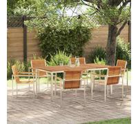 vidaXL Garden Dining Set 7 pcs Brown Solid Acacia Wood