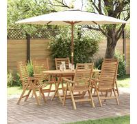 vidaXL Garden Dining Set 7 pcs Brown Solid Teak Wood