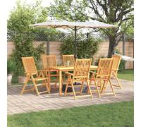 VidaXL Garden Dining Set 7 Pcs Brown Solid Wood