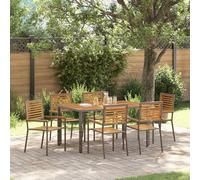 vidaXL Garden Dining Set 7 pcs Grey and Brown Poly Rattan