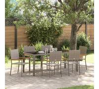 vidaXL Garden Dining Set 7 pcs Grey Poly Rattan