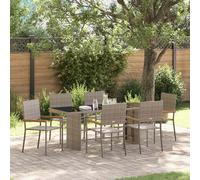 vidaXL Garden Dining Set 7 pcs Grey Poly Rattan