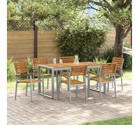 vidaXL Garden Dining Set 7 pcs Grey Solid Acacia Wood