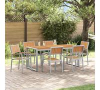 vidaXL Garden Dining Set 7 pcs Grey Solid Acacia Wood