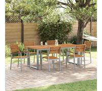 vidaXL Garden Dining Set 7 pcs Grey Solid Acacia Wood
