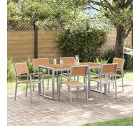 vidaXL Garden Dining Set 7 pcs Grey Solid Acacia Wood