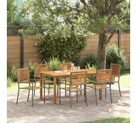 vidaXL Garden Dining Set 7 pcs Grey Solid Acacia Wood
