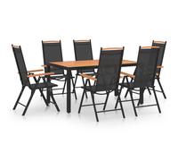 vidaXL Garden Dining Set 7 Piece Aluminium Black Outdoor Dining Table Chairs