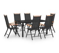 vidaXL Garden Dining Set 7 Piece Aluminium Black Outdoor Dining Table Chairs