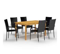 vidaXL Garden Dining Set 7 Piece Black Patio Outdoor Dinner Table and Chairs