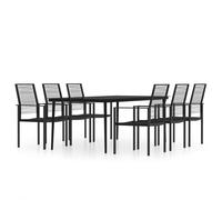 vidaXL Garden Dining Set 7 Piece Black Patio Outdoor Table and Chair Furniture