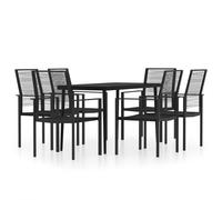 vidaXL Garden Dining Set 7 Piece Black Patio Outdoor Table and Chair Furniture