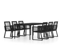 vidaXL Garden Dining Set 7 Piece Black Patio Outdoor Table and Chair Furniture