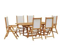 vidaXL Garden Dining Set 7 Piece Chairs Cream White Fabric and Solid Wood