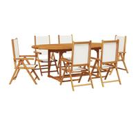 vidaXL Garden Dining Set 7 Piece Chairs Cream White Fabric and Solid Wood