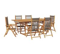 vidaXL Garden Dining Set 7 Piece Chairs Grey Polypropylene and Solid Wood