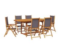 vidaXL Garden Dining Set 7 Piece Dining Chair Anthracite Fabric and Solid Wood