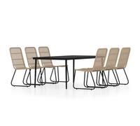 vidaXL Garden Dining Set 7 Piece Oak Outdoor Table and Chair Seating Furniture