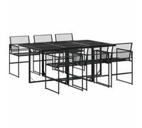vidaXL Garden Dining Set 7 Piece, Table and Chairs for Patio, Outdoor Dining Set with Coffee Table, Modern Style, Black Poly Rattan