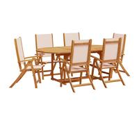 vidaXL Garden Dining Set 7 Piece Table & Chair Solid Wood Acacia and Textilene
